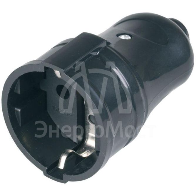 Розетка разборная РПп10-02-Ст 16А прямая с заземл. черн. IEK ERP10-16-01-K02