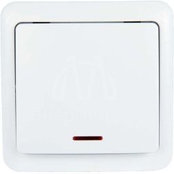 Выключатель 1-кл. 1п ОП Viola 10А IP20 с подсветкой бел. LEZARD 751-0200-111