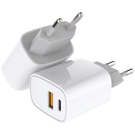 Устройство зарядное сетевое с двумя портами USB-A + USB-C 20Вт Rexant 18-2207