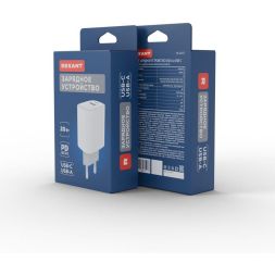 Устройство зарядное сетевое с двумя портами USB-A + USB-C 20Вт Rexant 18-2207