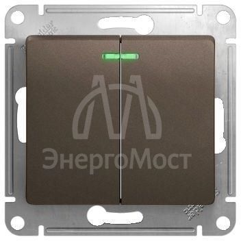 Механизм выключателя 2-кл. СП Glossa 10А IP20 (сх. 5а) 10AX с подсветкой шоколад. SchE GSL000853