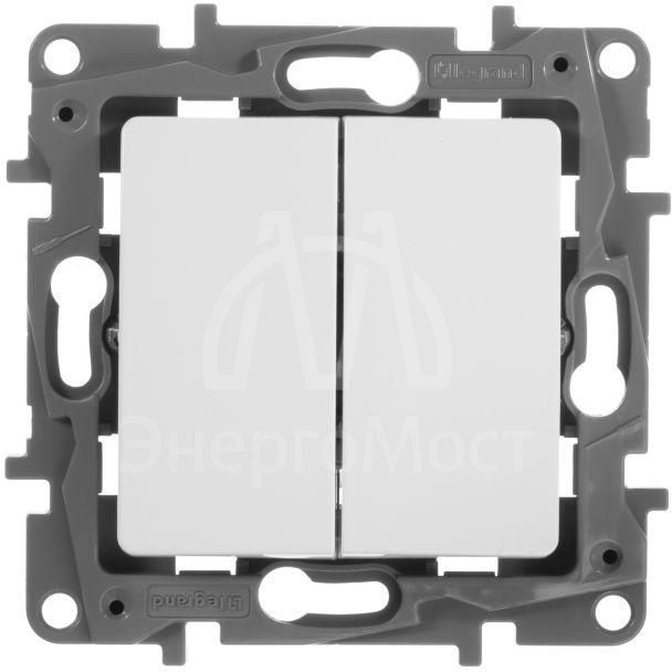 Механизм выключателя 2-кл. СП Etika 10А IP20 250В 10AX безвинт. зажимы бел. Leg 672202