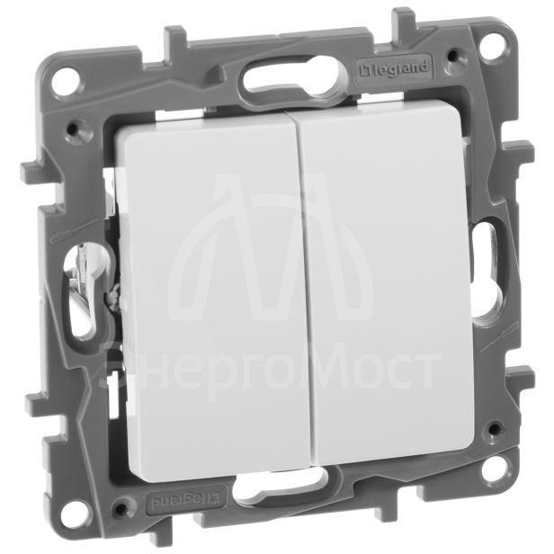 Механизм выключателя 2-кл. СП Etika 10А IP20 250В 10AX безвинт. зажимы бел. Leg 672202