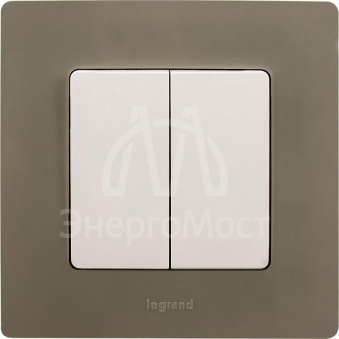 Механизм выключателя 2-кл. СП Etika 10А IP20 250В 10AX безвинт. зажимы бел. Leg 672202