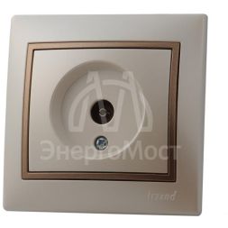 Розетка телевизионная проходная TV СП Mira 16А IP20 свет. корич./жемчуж./бел. металлик LEZARD 701-3031-129