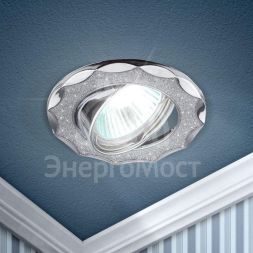 Светильник DK17 CH/SH SL 50Вт MR16 12В точечный; декор &amp;quot;звезда со стекл. крошкой&amp;quot; хром./серебр. ЭРА C0043755