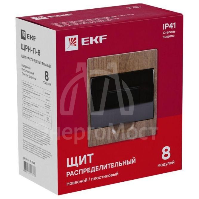 Щит ЩРН-П-8 IP41 темное дерево PROxima EKF pb40-n-8-dark