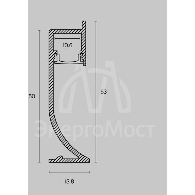 Профиль алюминиевый плинтус с подсветокой 53х14 Maytoni ALM-5314-S-2M