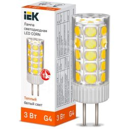 Лампа светодиодная CORN 3Вт капсула 3000К G4 12В керамика IEK LLE-CORN-3-012-30-G4