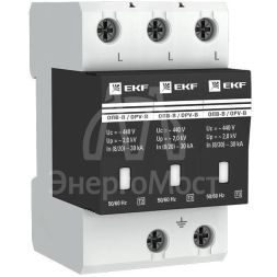 Ограничитель перенапряжения имп. ОПВ-В/3P In 30кА 400В EKF opv-b3