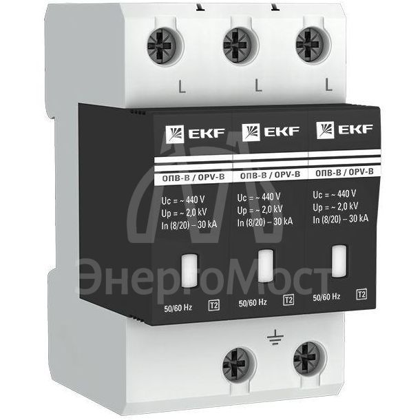 Ограничитель перенапряжения имп. ОПВ-В/3P In 30кА 400В EKF opv-b3