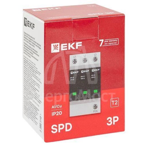 Ограничитель перенапряжения имп. ОПВ-В/3P In 30кА 400В EKF opv-b3