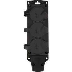 Колодка удлинителя 3-м с заземл. 16А IP54 влагозащ. с защ. крышкой COMPACT каучук черн. Rexant 111-223