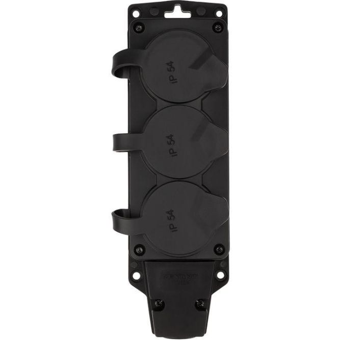 Колодка удлинителя 3-м с заземл. 16А IP54 влагозащ. с защ. крышкой COMPACT каучук черн. Rexant 111-223