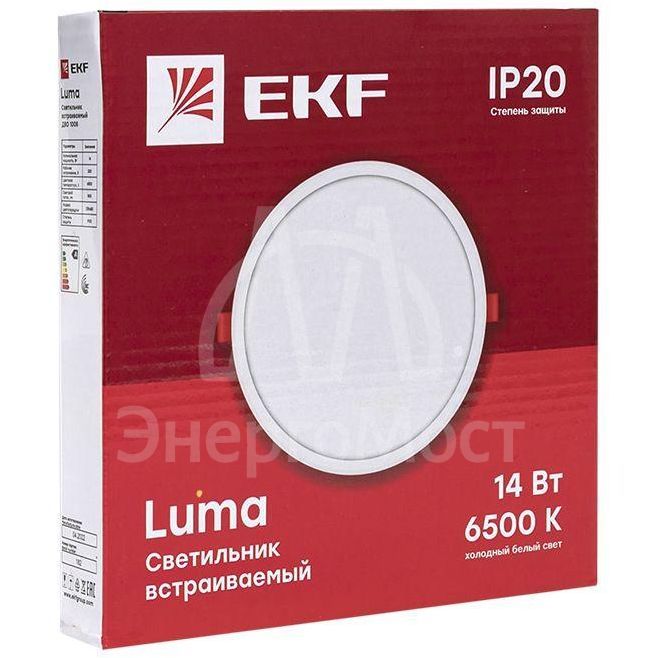 Светильник светодиодный ДВО 1008 14Вт 6500К IP20 встраив. Basic EKF DLL-1008-14-6500