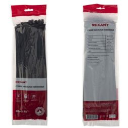 Хомут кабельный 4.8х300 нейл. черн. (уп.100шт) Rexant 07-1303