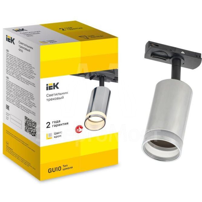 Светильник 4116 декоративный трековый поворотный GU10 хром IEK LT-USB0-4116-GU10-1-K23