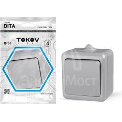 Выключатель 1-кл. ОП Dita IP54 10А 250В сер. TOKOV LIGHT TKL-DT-V1-C06-IP54