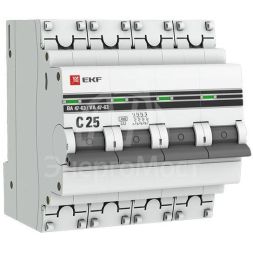 Выключатель автоматический модульный 4п C 25А 4.5кА ВА 47-63 PROxima EKF mcb4763-4-25C-pro