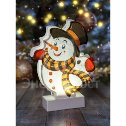 Светильник декоративный новогодний &amp;quot;Снеговичок&amp;quot; EGNDS-08 холодн. бел. LED h=24см 3хАА IP20 Эра Б0051932