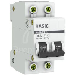 Выключатель нагрузки 2п 63А ВН-29 Basic EKF SL29-2-63-bas