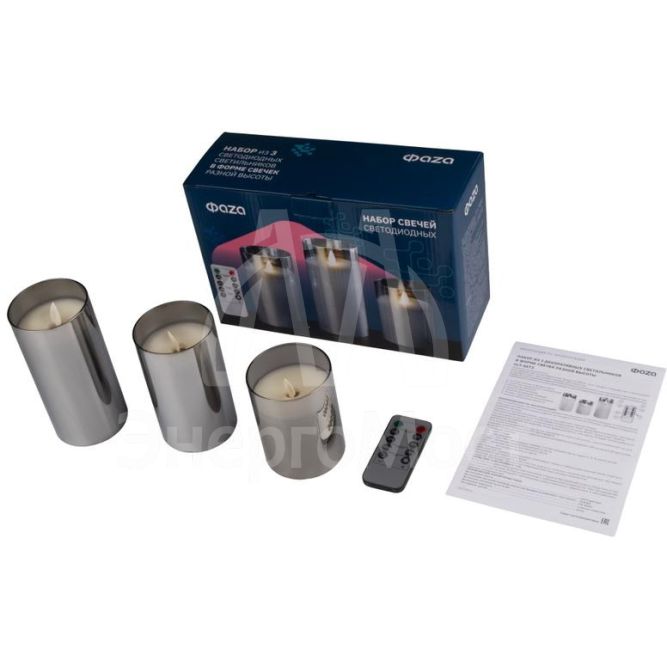 Свеча декоративная CL7-SET3-sr (компл. 3-х свечей серебр.) ФАZА 5018792
