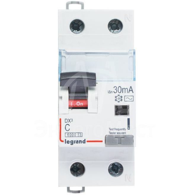 Выключатель автоматический дифференциального тока 2п (1P+N) C 40А 30мА тип AC 6кА DX3 2мод. Leg 411006
