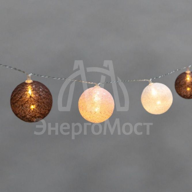 Гирлянда светодиодная &amp;quot;Тайские фонарики &amp;quot;Вельвет&amp;quot; 3.5м 20 LED прозрачный ПВХ питание USB тепл. бел. Neon-Night 304-008