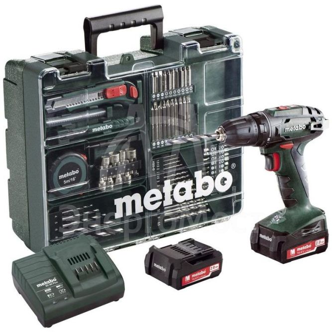 Винтоверт аккумуляторный BS 18 2х2.0Ач LiIon с набором оснастки Metabo 602207880