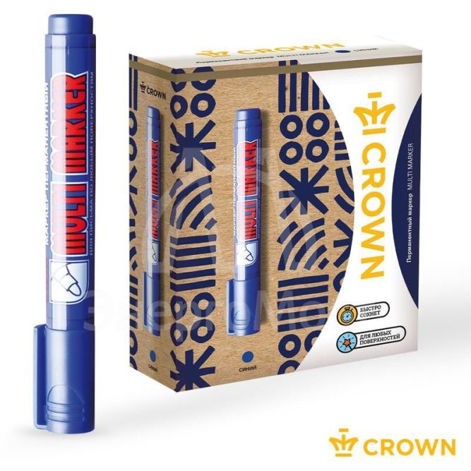 Маркер перманентный &amp;quot;Multi Marker&amp;quot; пулевидный 3мм син. Crown Б0048240