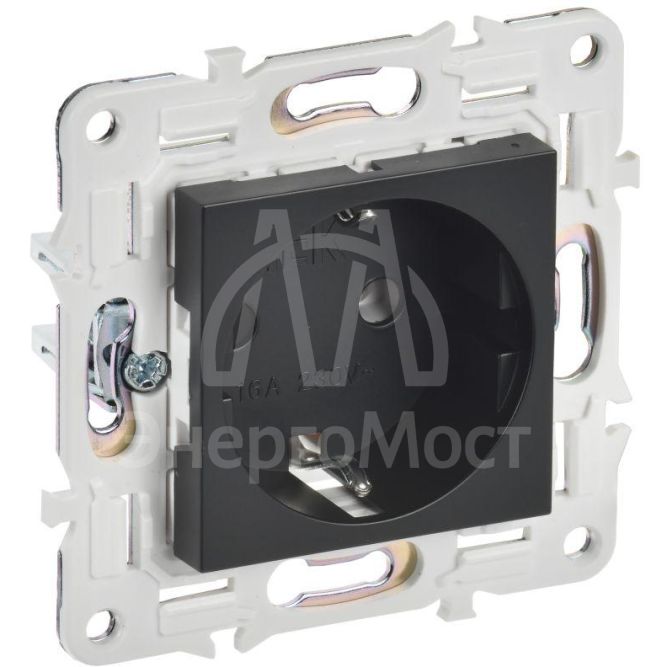 Розетка SKANDY 16А с заземл. без защ. шторок SK-R05Bl черн. IEK SK-R11-16-K02
