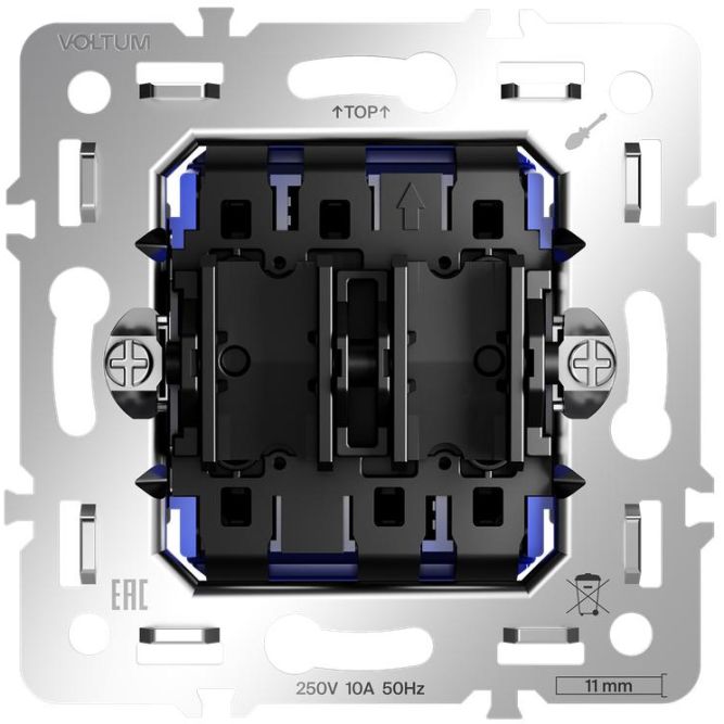 Переключатель проходной 2-кл. S70 10А механизм Voltum VLS0203M