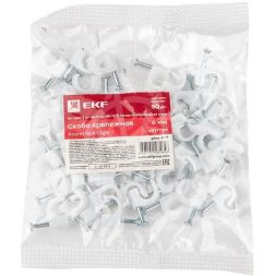 Скоба крепежная круглая 6мм (уп.50шт) EKF plcn-sr-6
