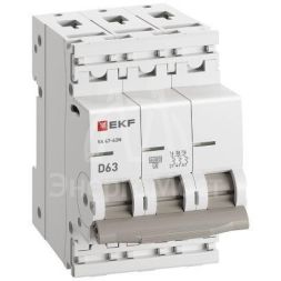 Выключатель автоматический модульный 3п D 63А 6кА ВА 47-63N PROxima EKF M636363D