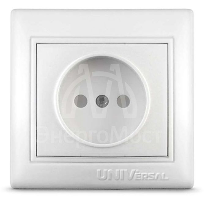 Розетка 1-м СП Севиль 16А IP20 защ. шторки без заземл. бел. Universal С0047
