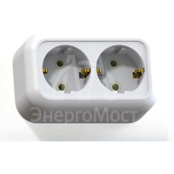 Розетка 2-м ОП Валентина РА16-826 с заземл. бел. Кунцево 5418