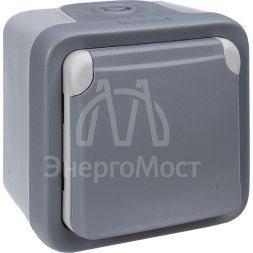 Розетка 1-м ОП Plexo с защ. крышкой IP55 сер. Leg 069733