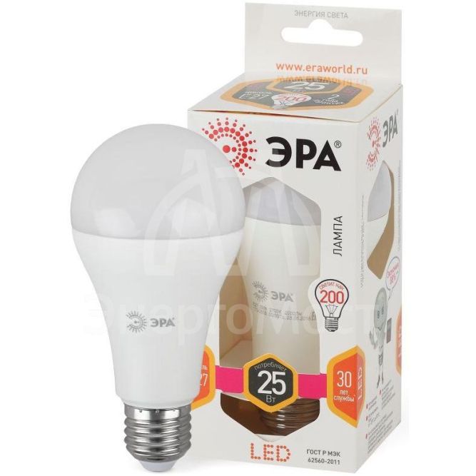 Лампа светодиодная A65-25W-827-E27 грушевидная 2000лм ЭРА Б0035334