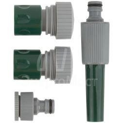 Набор поливочный 4шт 3/4дюйм ( насадка для полива; соединитель; соединитель с автостопом; адаптер внешний ) FIT 77292