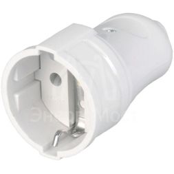 Розетка разборная РПп10-01-Ст 16А прямая разборная с заземл. бел. IEK ERP10-16-01-K01