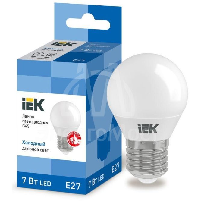 Лампа светодиодная ECO G45 7Вт шар 6500К E27 230В IEK LLE-G45-7-230-65-E27