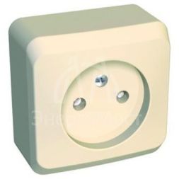 Розетка 1-м ОП Этюд 16А IP20 250В без заземл. защ. шторки крем. SE PA16-002K
