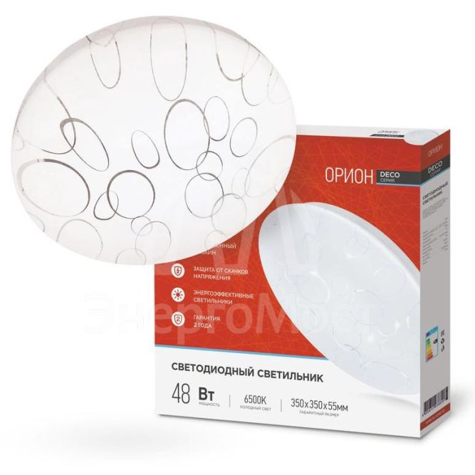 Светильник светодиодный DECO 48Вт 230В 6500К 3120лм 350х55мм ОРИОН IN HOME 4690612038629