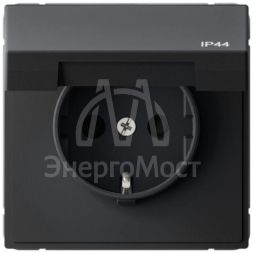 Розетка ArtGallery 16А IP44 с заземл. со шторками с крышкой быстрозажим. клем. механизм карбон SE GAL441046S