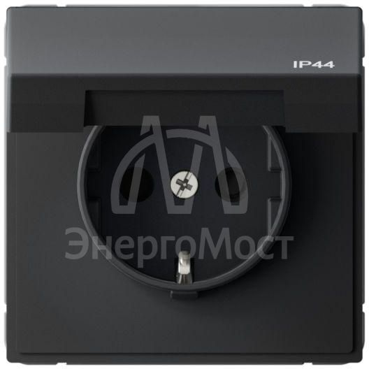 Розетка ArtGallery 16А IP44 с заземл. со шторками с крышкой быстрозажим. клем. механизм карбон SE GAL441046S