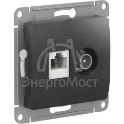 Розетка компьютерная + телевизионная 2-м Glossa RJ45 кат.5E + TV механизм антрацит SchE GSL000789