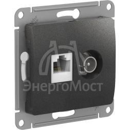 Розетка компьютерная + телевизионная 2-м Glossa RJ45 кат.5E + TV механизм антрацит SchE GSL000789