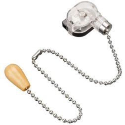 Выключатель для настенного свет. с цепочкой и дерев. наконечником серебр. (уп.10шт) Rexant 32-0105