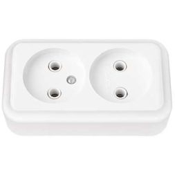 Розетка 2-м ОП 16А IP20 без заземл. бел. Bylectrica РА16-260