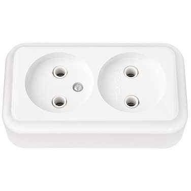 Розетка 2-м ОП 16А IP20 без заземл. бел. Bylectrica РА16-260